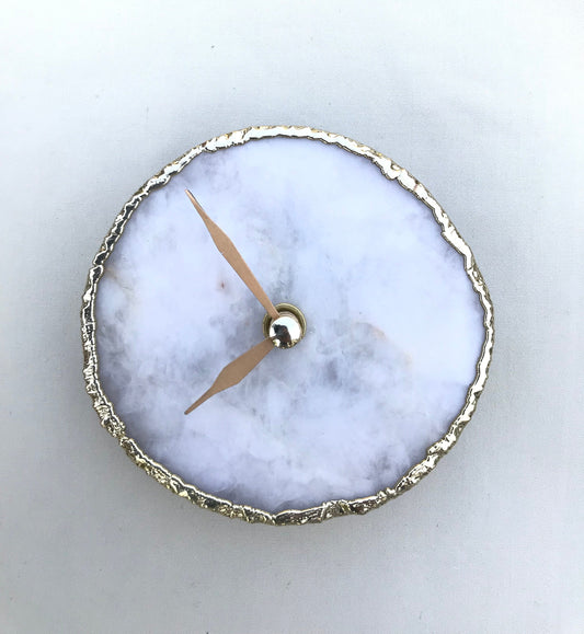White Agate Desk/Wall Clock/Personalised Momento