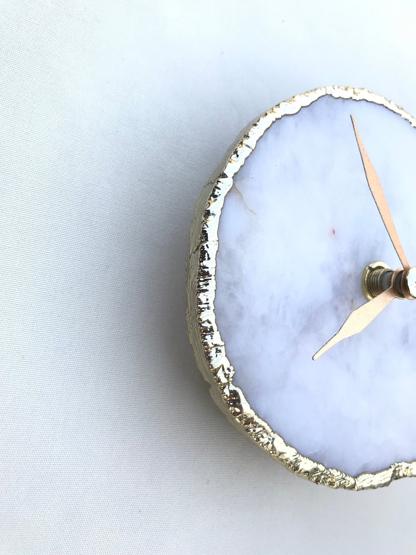 White Agate Desk/Wall Clock/Personalised Momento
