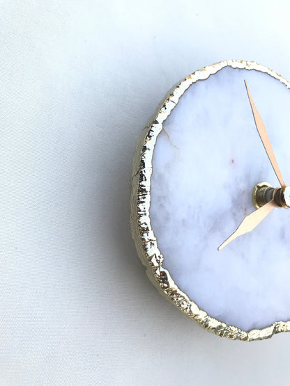 White Agate Desk/Wall Clock/Personalised Momento