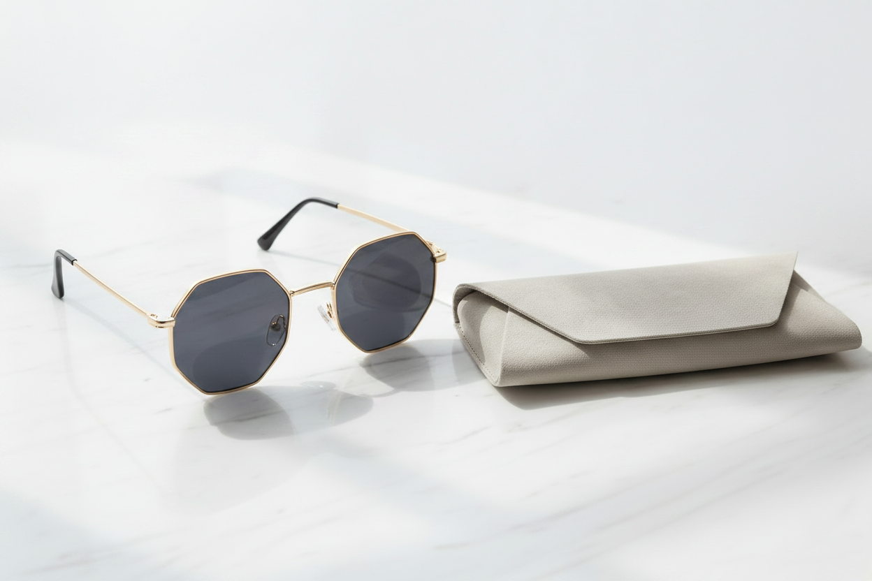 Polygon Sunglasses UV400 | Metal Frame | Free Glasses Case